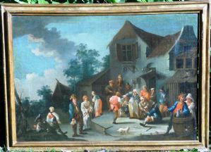 Graneri Giovanni Michele Torino 1708-1778 Pittore famoso per le sue scene di feste popolari e paesaggi.olio su tela cm.82x58